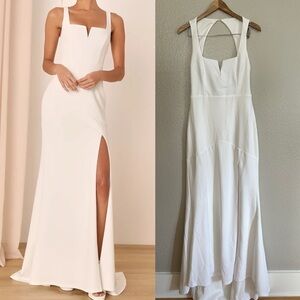 Everlasting Promise White Notched Backless Mermaid Maxi Dress